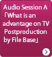 Audio SessionA 「What is an advantage on TV Postproduction by File Base」