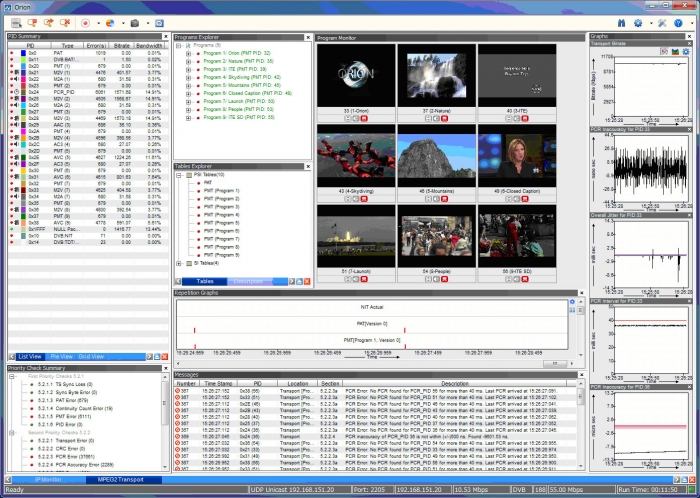 MPEG-2 TS real-time monitoring software, Orion