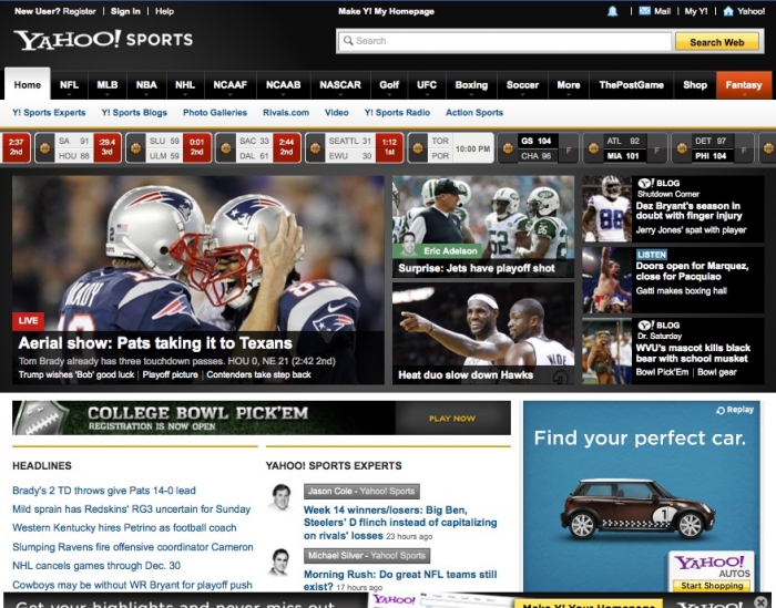Yahoo! Sportsのサイト