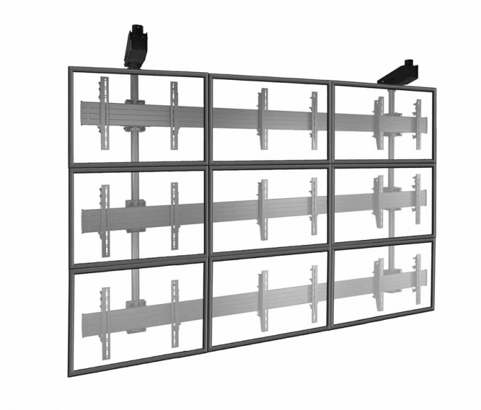 9面のマルチディスプレイマウント天吊タイプ「LCM3X3U」