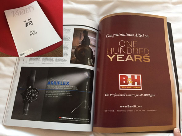 米国のVARIETY誌ではARRI100周年を祝賀する広告がひしめいた