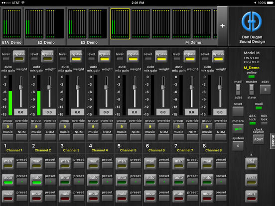 Dugan Control Panel for iPad